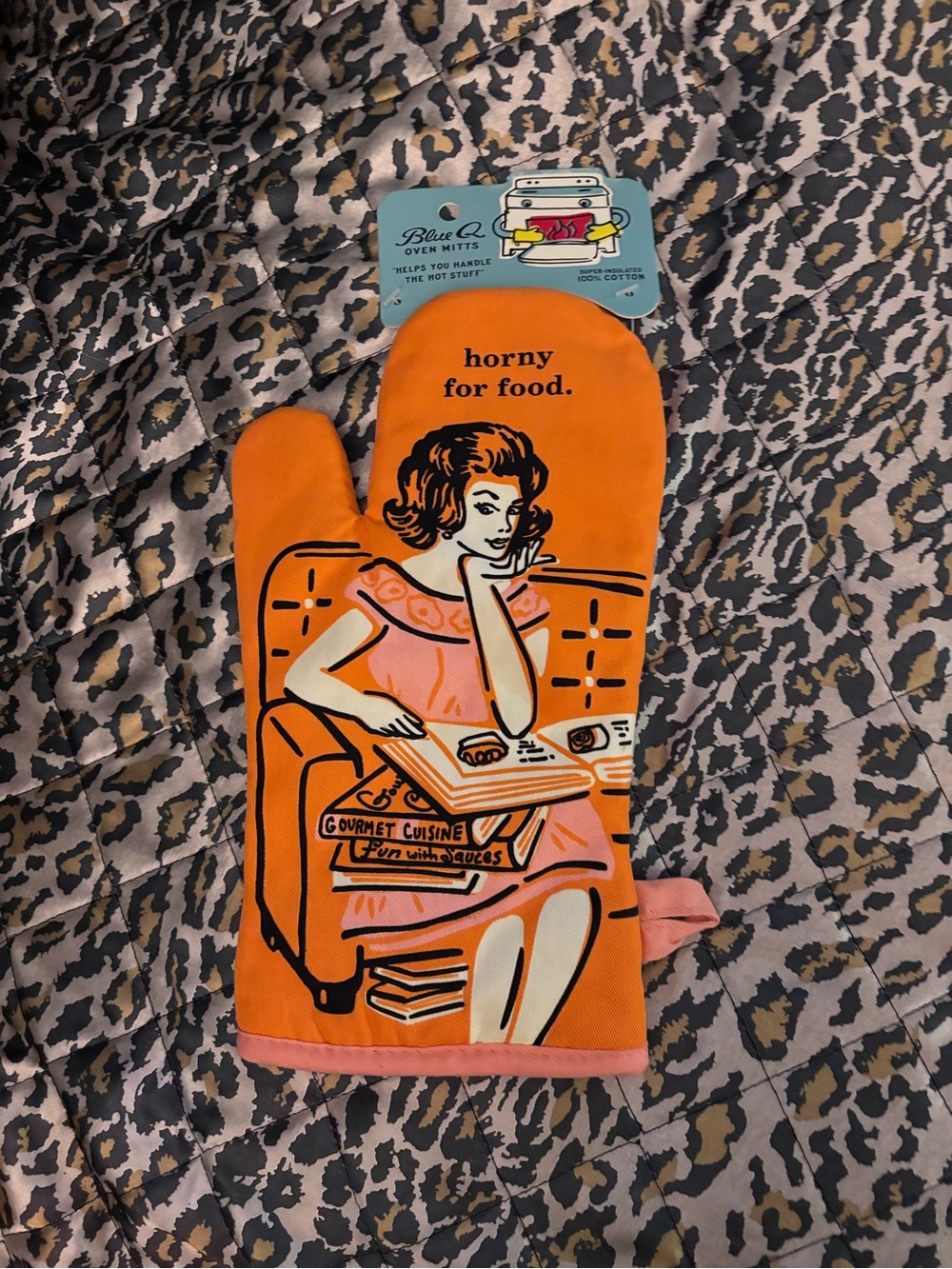 Blue Q Orange and Pink Retro Novelty Oven Mitt